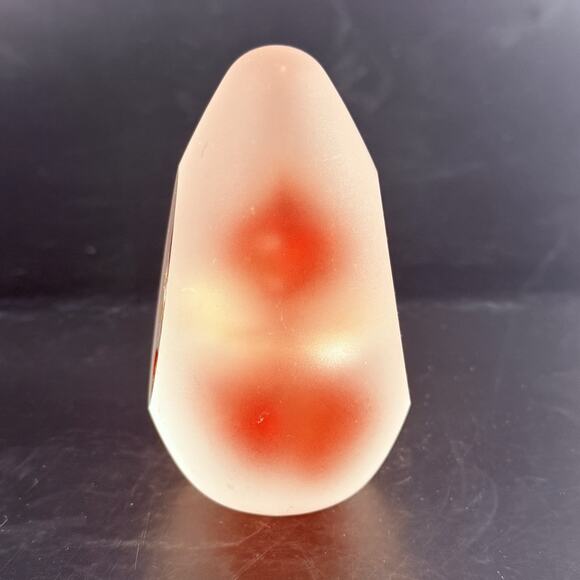 Vtg Glass Egg Paperweight Murano style Red Flame Gold Flecks Frosted Peek Art - Picture 3 of 6